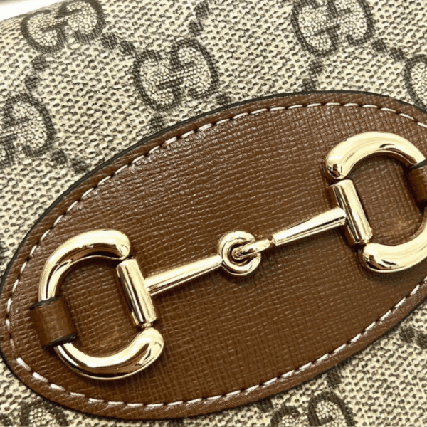 5-483 Gucci Horsebit 1955 Zip-Around Wallet Gg Supreme 7.5 Inches