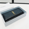 Saint Laurent Envelope Long Wallet Black Grain De Poudre 7.5 Inches