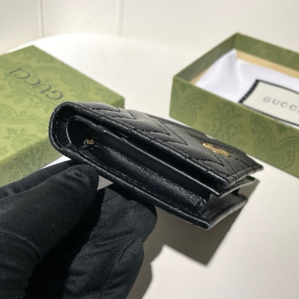 Gucci Gg Marmont Card Case Wallet Black 4.5 Inches
