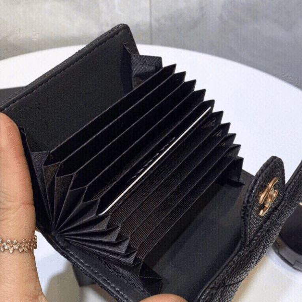 5-498 Chanel Classic Tri-Fold Wallet Black Caviar Gold Hardware 4.3 Inches