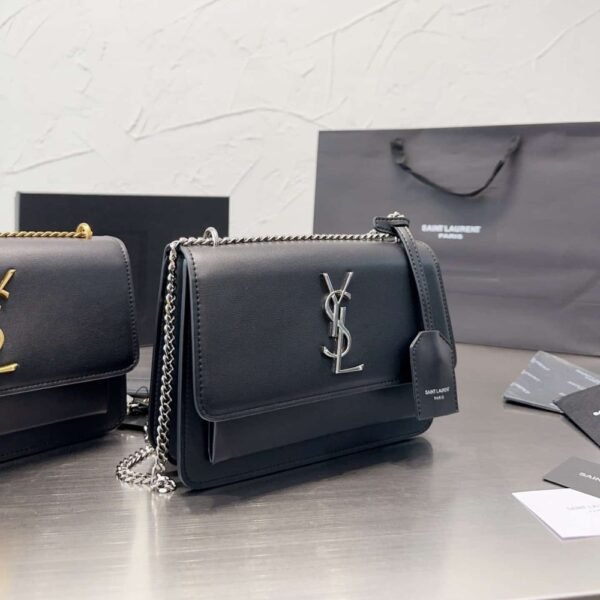 Saint Laurent Sunset Medium In Smooth Leather Black 9.8 Inches