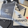 Chanel Logo Cashmere Scarf Grey/White 74.8 Inches