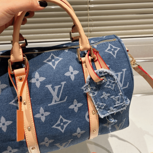 5-543 Louis Vuitton Keepall 30 Denim Monogram Blue 12 Inches