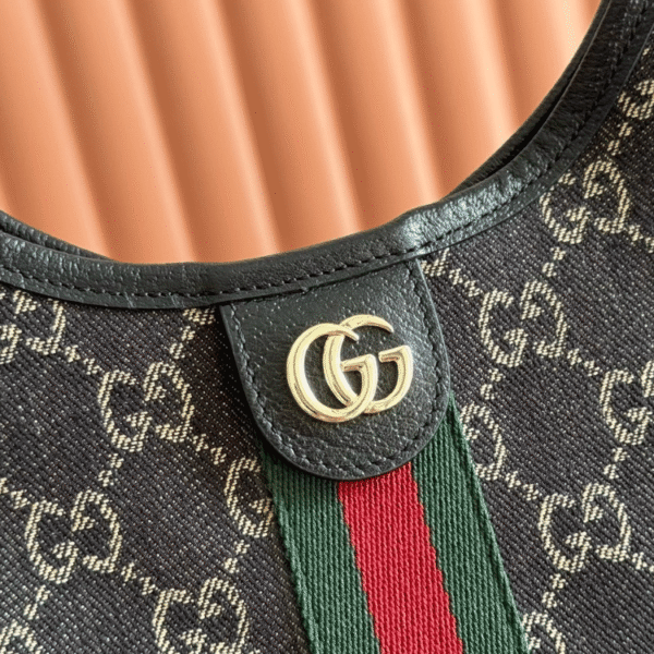 5-548 Gucci Gg Ophidia Giglio Tote Shoulder Bag Black 9.8 Inches 853971 FAFYU 1155