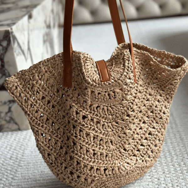 Saint Laurent Panier Large Raffia Tote Bag 15 Inches