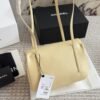 5-56 Chanel Small Flap Bag Grained Shiny And Gold Tone Light Yellow 8.7 Inches