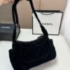5-57 Chanel Large Bowling Bag Velvet Effect Nylon Gold Tone Black 10.6 Inches AS5054 B21379 94305