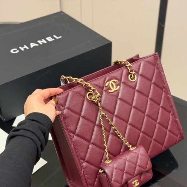 Chanel Small Shopping Bag Gold Tone Burgundy 12.2 Inches AS4940 B17067 NY570