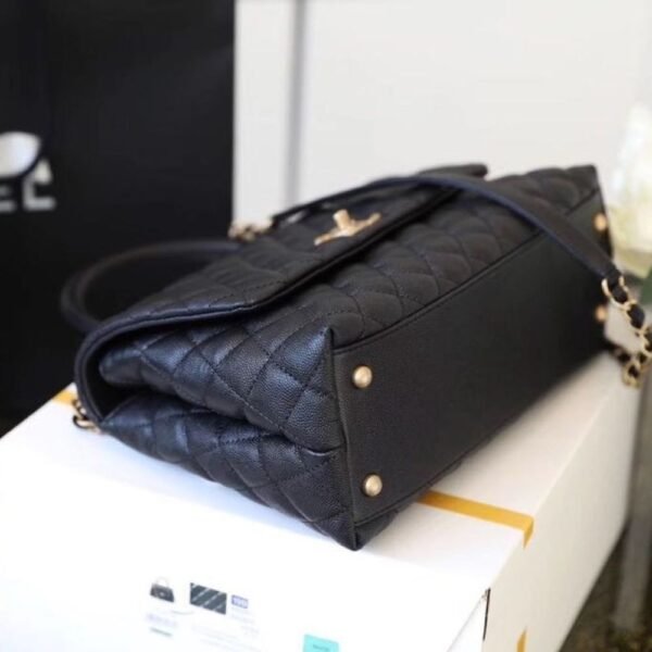 Chanel Large Flap Bag With Top Handle Black 11 Inches A92991