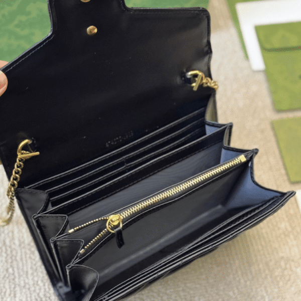 Gucci Gg Marmont Woc Chain Shoulder Bag Black 7.9 Inches
