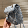 Gucci Gg Marmont Denim Chain Shoulder Bag Blue 8.7 Inches