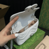 Gucci Gg Marmont Mini Chain Shoulder Bag White 6.3 Inches