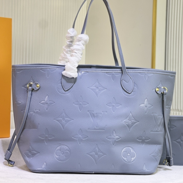 Louis Vuitton Neverfull MM Monogram Empreinte Blue 12.2 Inches M46482