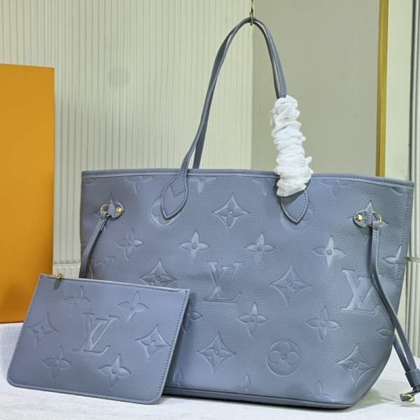 Louis Vuitton Neverfull MM Monogram Empreinte Blue 12.2 Inches M46482