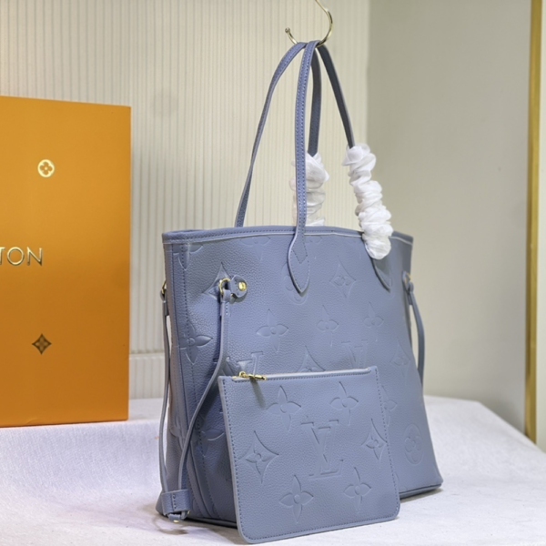Louis Vuitton Neverfull MM Monogram Empreinte Blue 12.2 Inches M46482