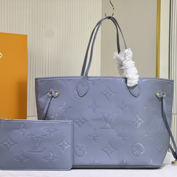 Louis Vuitton Neverfull MM Monogram Empreinte Blue 12.2 Inches M46482