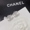Chanel Cc Crystal Stud Earrings Metal Silver