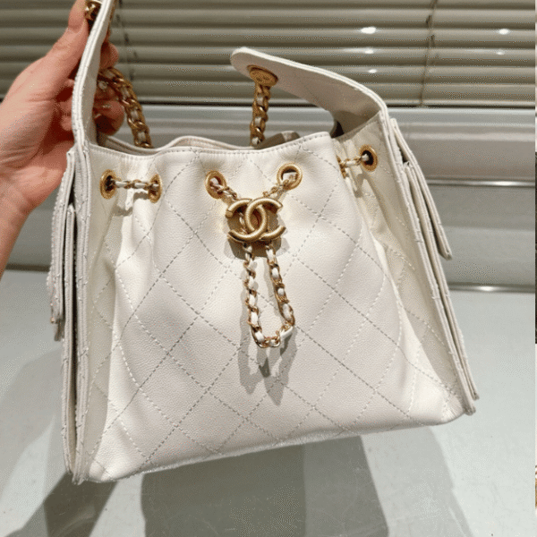 Chanel 25 Small Hand Bag White 13.4 Inches