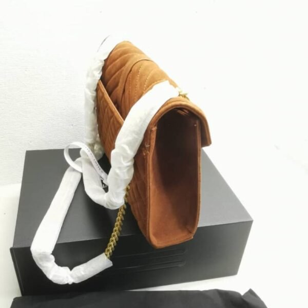 Saint Laurent Envelope Medium Matelassé Suede Shoulder Bag Brown 9.6 Inches
