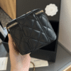 Chanel Mini Vanity Case With Gold Ball Black 4.3 Inches
