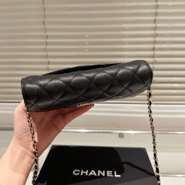 Chanel Flap Bag Woc (Wallet On Chain) Black 7.5 Inches