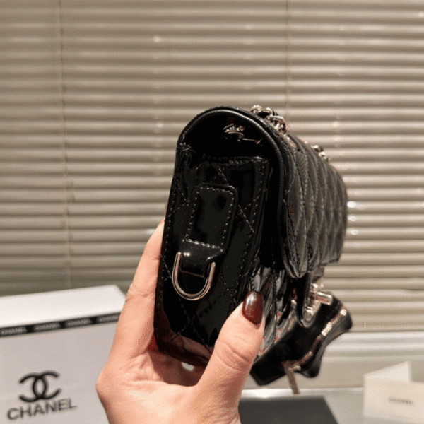 6-147 Chanel 24C Mini Flap Bag Metallic Black 7.5 Inches