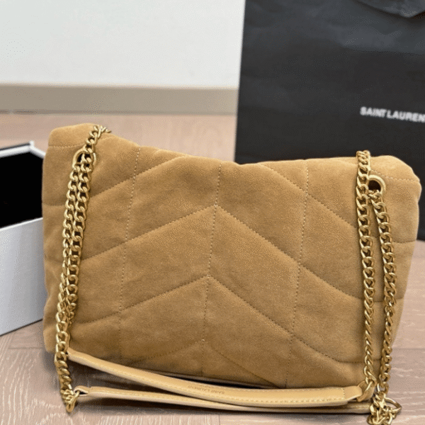 Saint Laurent Loulou Puffer Mini Bag Tan  10.2 Inches 7593371U8073194