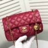 Chanel Quilted Mini Cc Rectangular Pearl Crush Flap Bag Red 20Cm