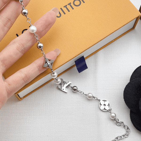 Louis Vuitton Monogram Pearl Charm Bracelet Silver-Tone