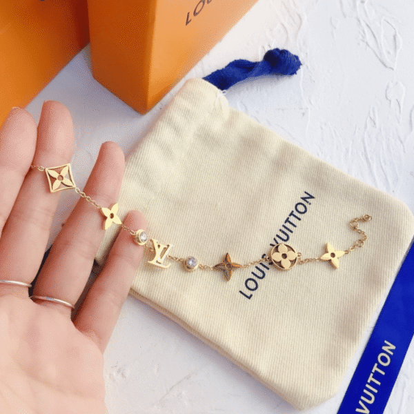 Louis Vuitton Monogram Flower Charm Bracelet Gold-Tone