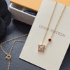 Louis Vuitton Monogram Flower Pendant Necklace Gold-Tone