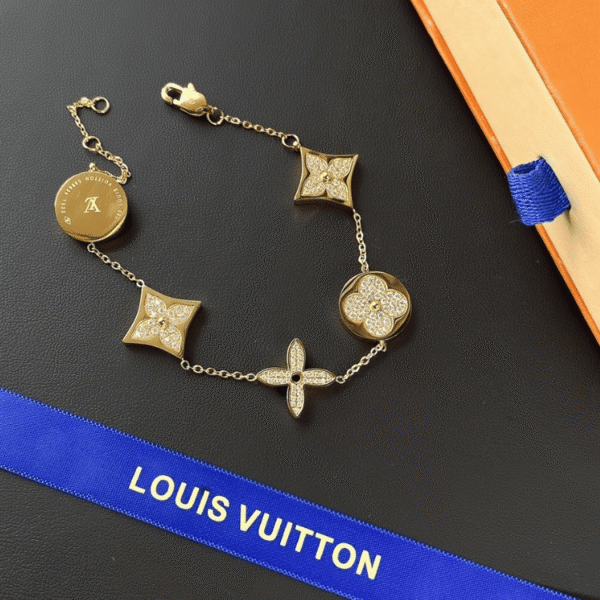 Louis Vuitton Monogram Flower Charm Bracelet Gold-Tone