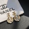 6-270.png Chanel Cc Logo Seashell Drop Earrings With Pearls And Rhinestones Gold-Tone