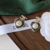 Chanel Cc Logo Heart Drop Earrings With Pearls And Rhinestones Black/White/Gold