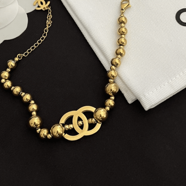 Chanel Cc Logo Bead Bracelet Gold-Tone