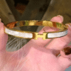 Hermès Clic H Bracelet White Enamel Gold-Tone