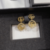 Gucci Interlocking G Drop Earrings With Rhinestones Gold-Tone