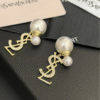 Yves Saint Laurent Cassandre Logo And Pearl Double Earrings Gold-Tone