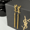 Yves Saint Laurent Cassandre Logo Tassel Earrings Gold-Tone