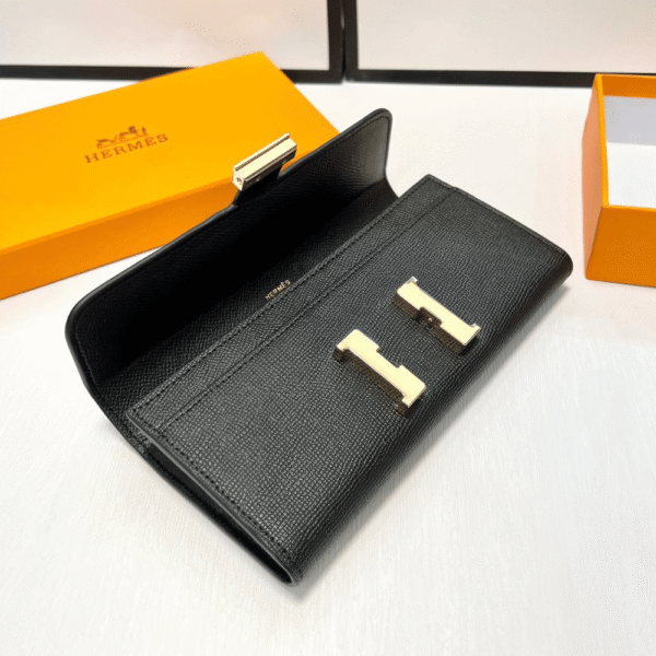6-294 Hermès Constance Long Wallet Black 7.5 Inches