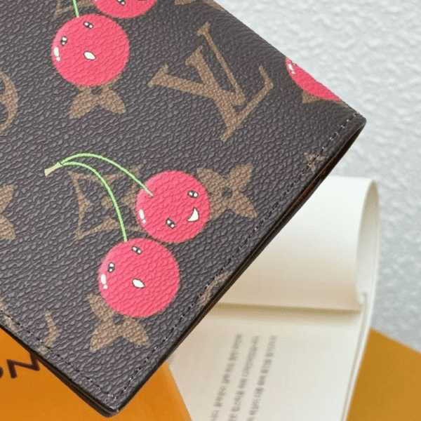6-296 Louis Vuitton X Murakami Cherry Passport Holder 5.5 Inches M13424