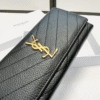 Saint Laurent Envelope Long Wallet Black Grain De Poudre 7.5 Inches