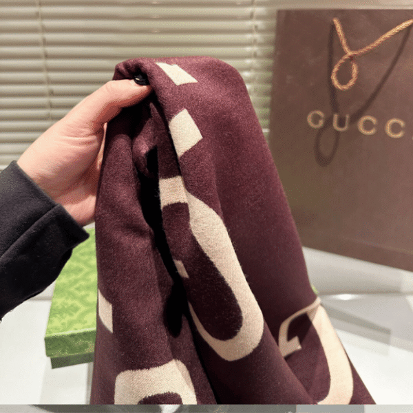 Gucci Jumbo Gg Monogram Wool/Cashmere Scarf Burgundy/Beige 74.8 Inches