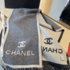 Chanel Logo Cashmere Scarf Grey/White 74.8 Inches