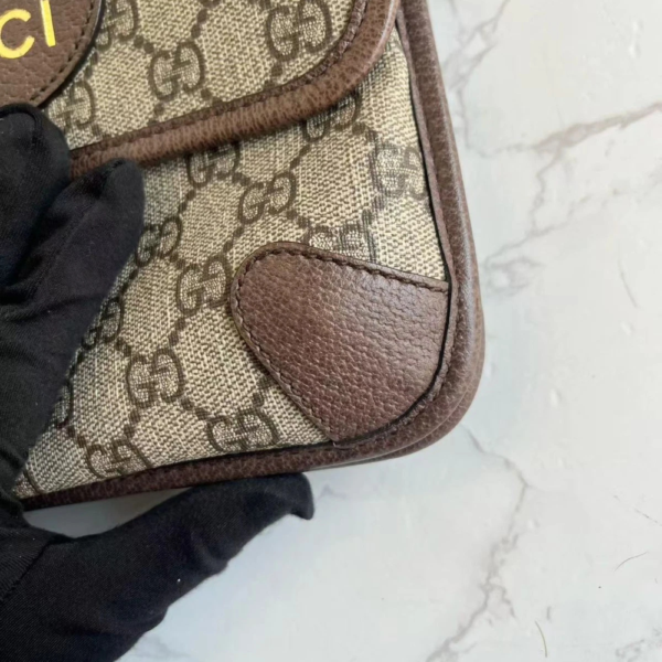 Gucci Neo Vintage GG Supreme Messenger Bag Brown Canvas Leather brown small