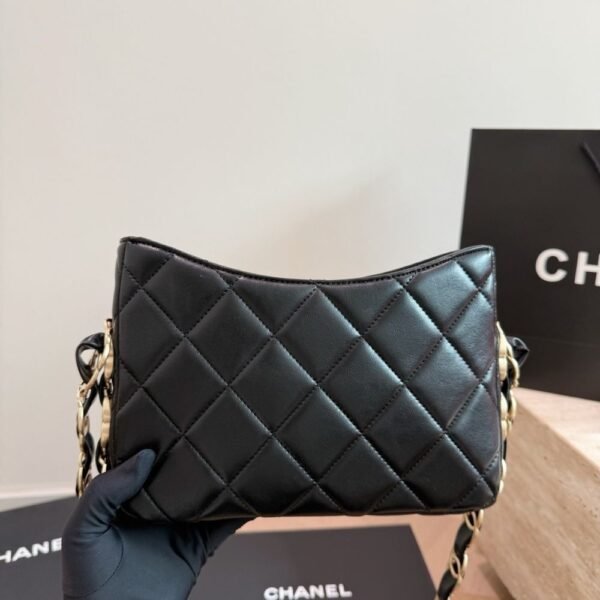 Chanel Hobo Handbag Gold Tone Hardware Black 9.4 Inches AS5177 B18293 94305