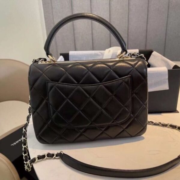 6-44 Chanel Flap Bag With Top Handle Bag With Gold Metal Black 9.8 Inches A92236 Y60767 94305