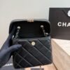 6-45 Chanel Small Secret Box Bag Quilted Leather Gold Tone Black 6.3 Inches