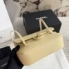 6-47 Chanel Small Flap Bag Grained Shiny And Gold Tone Light Yellow 8.7 Inches