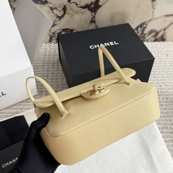 6-47 Chanel Small Flap Bag Grained Shiny And Gold Tone Light Yellow 8.7 Inches